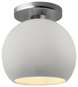 Radiance Medium Globe Semi-Flush, Bisque Frame, Brushed Nickel Metal, LED
