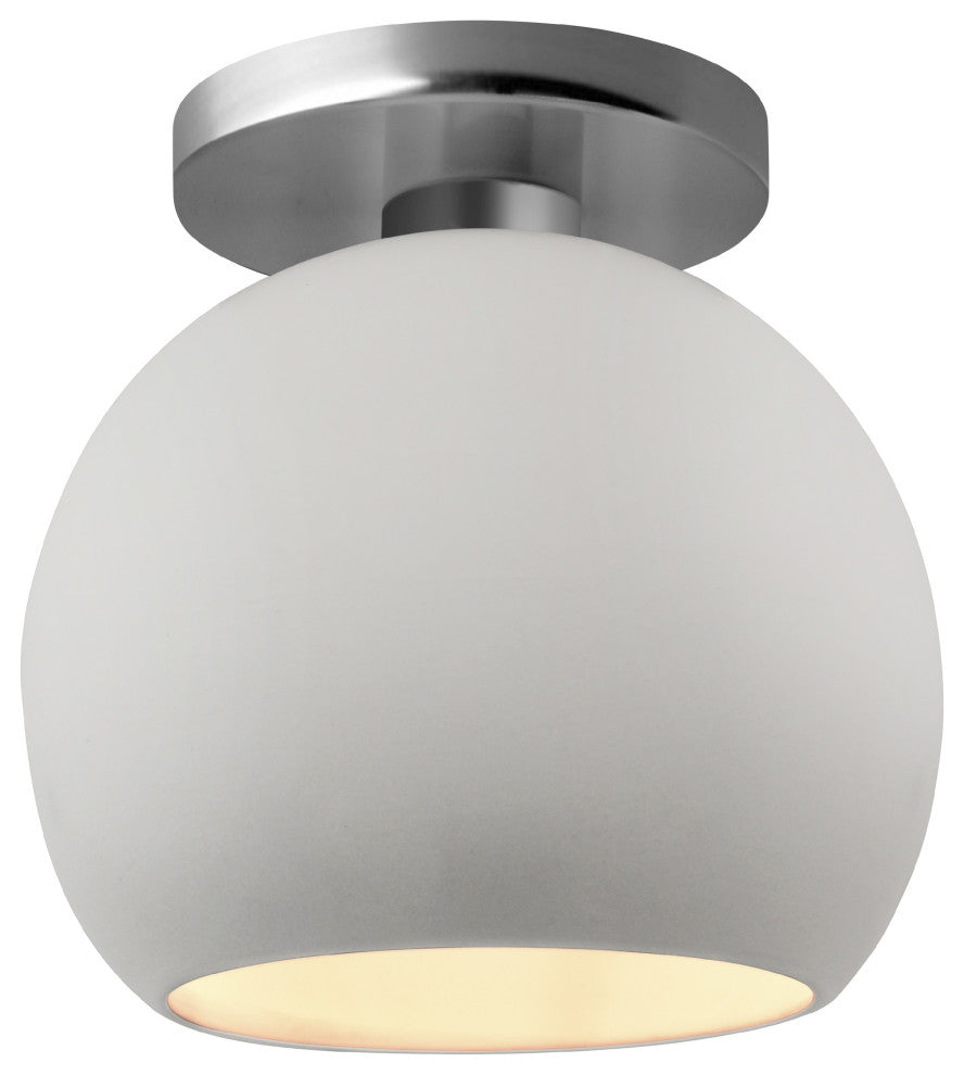 Radiance Medium Globe Semi-Flush, Bisque Frame, Brushed Nickel Metal, LED