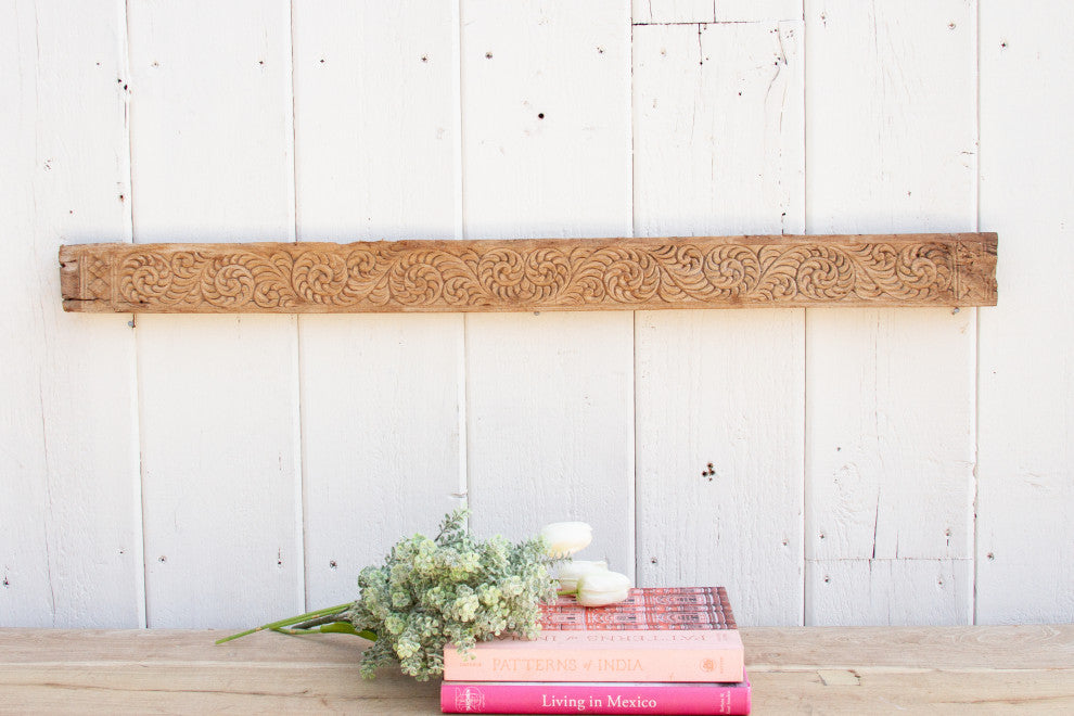 1800's Carved Varanasi Teak Lintel