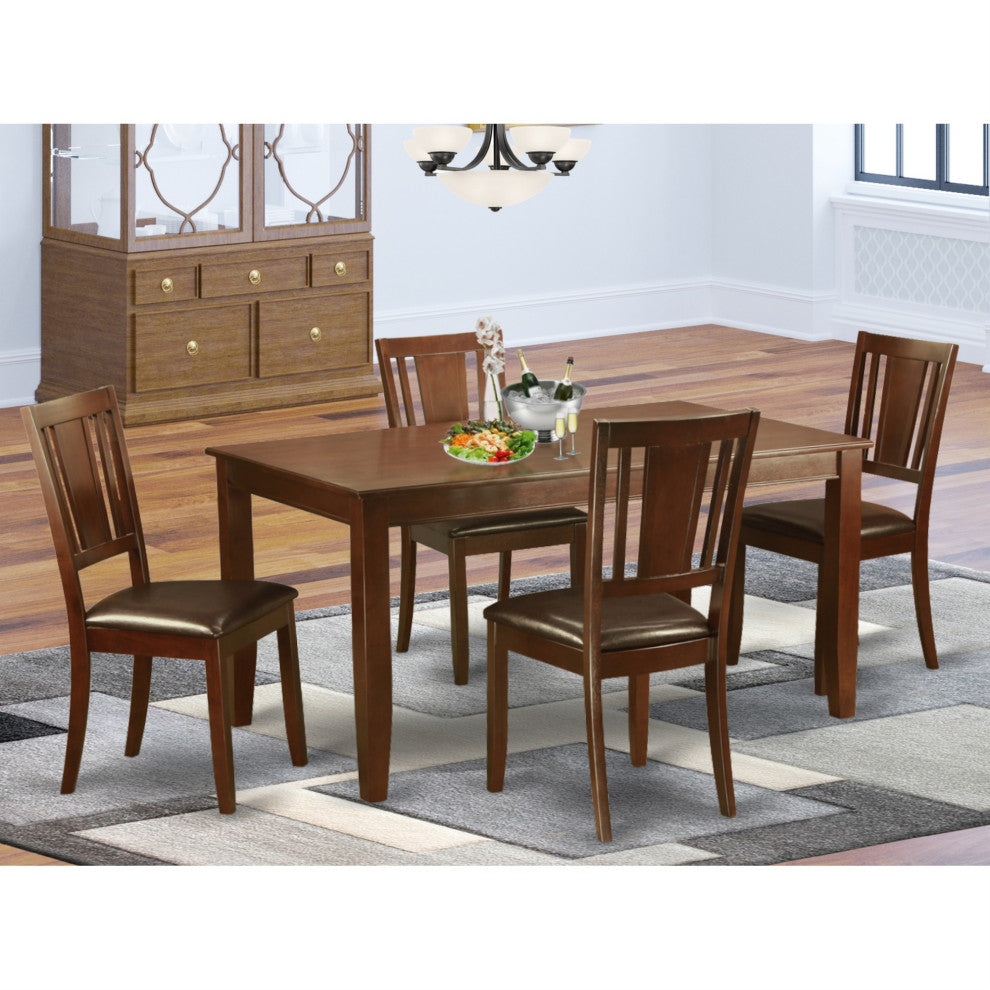 Dudl5-Mah-Lc 5-Piece Formal Dining Room Set-Table And 4 Chairs For Dining Room