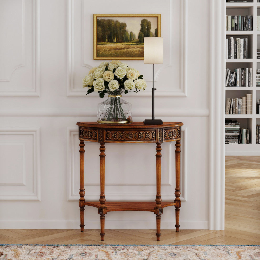 Danelle Demilune 30" Console Table, Antique Cherry