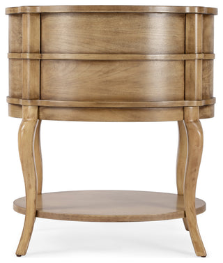 Jarvis Oval 2-Drawer Side Table, Antique Beige