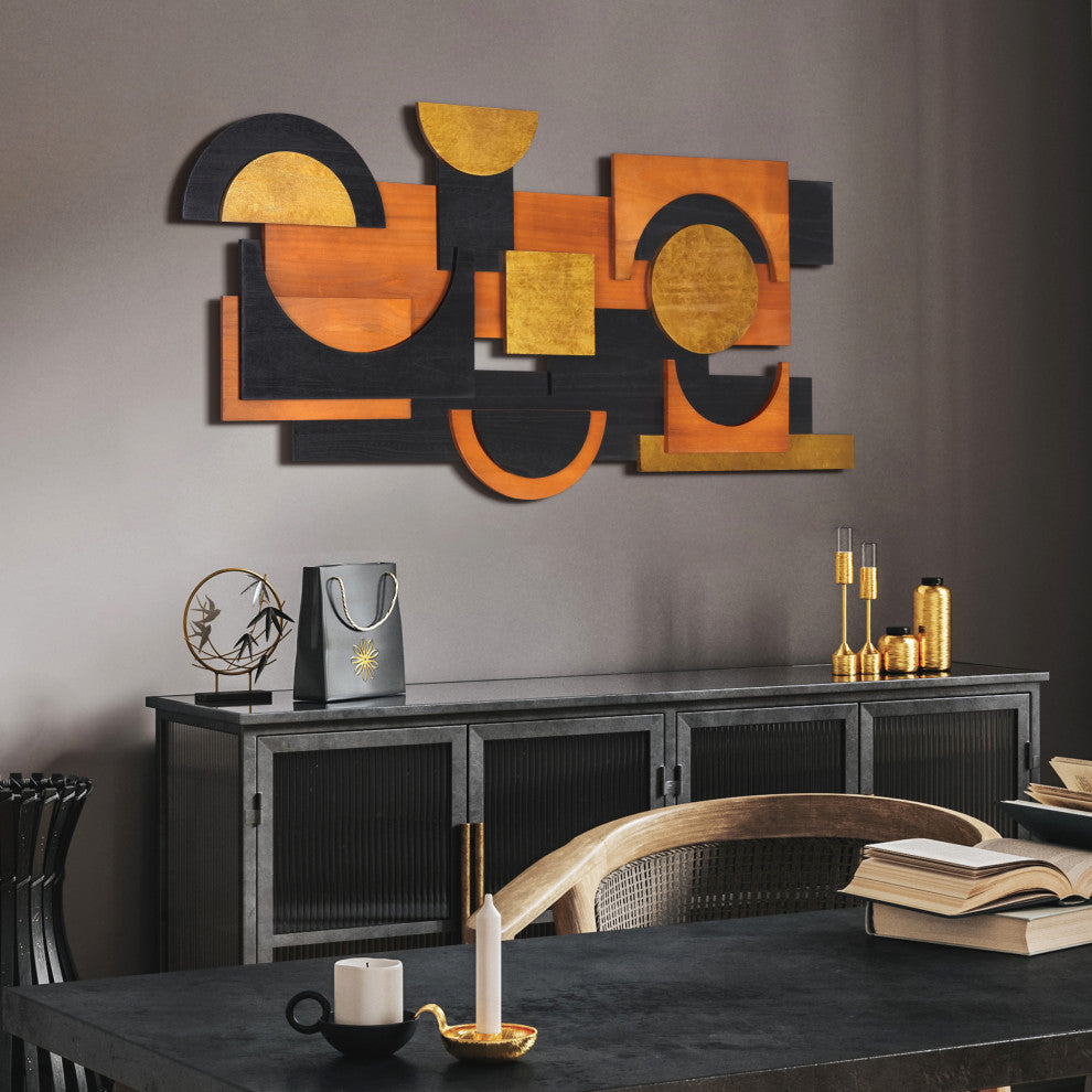"Amber Embraces I" Hand Made Wood Abstracts Wall Art, Ap-101b-4824-01