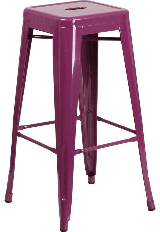 30" High Backless Purple Indoor-Outdoor Barstool