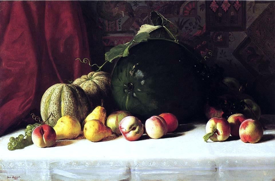 George Hetzel Still Life with Melons  Pears and Apples Gallery Wrapped Canvas