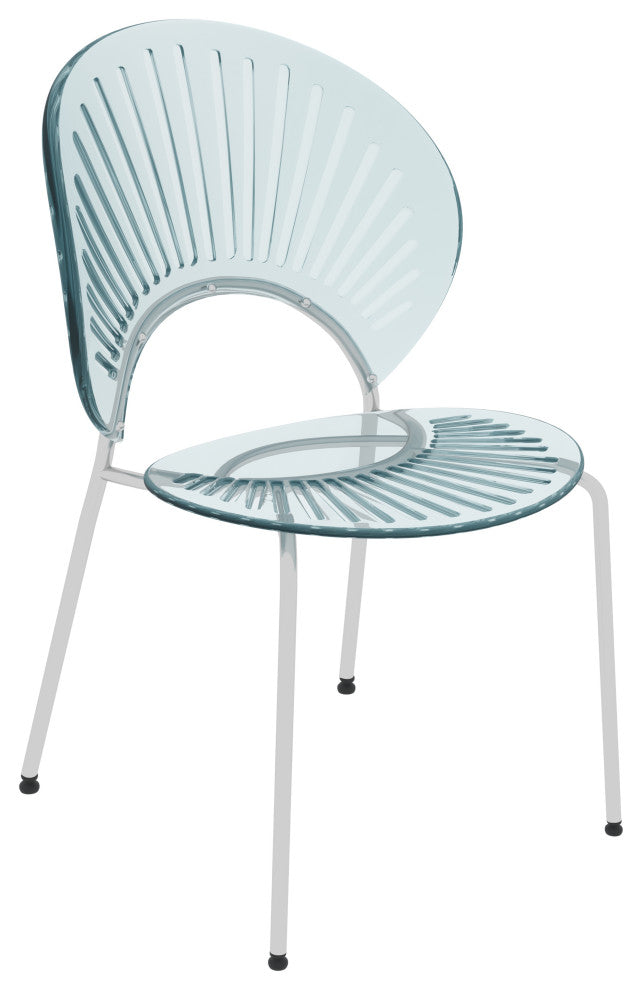 Opulent Plastic Dining Side Chair, Chrome Base Set of 2, Smoke