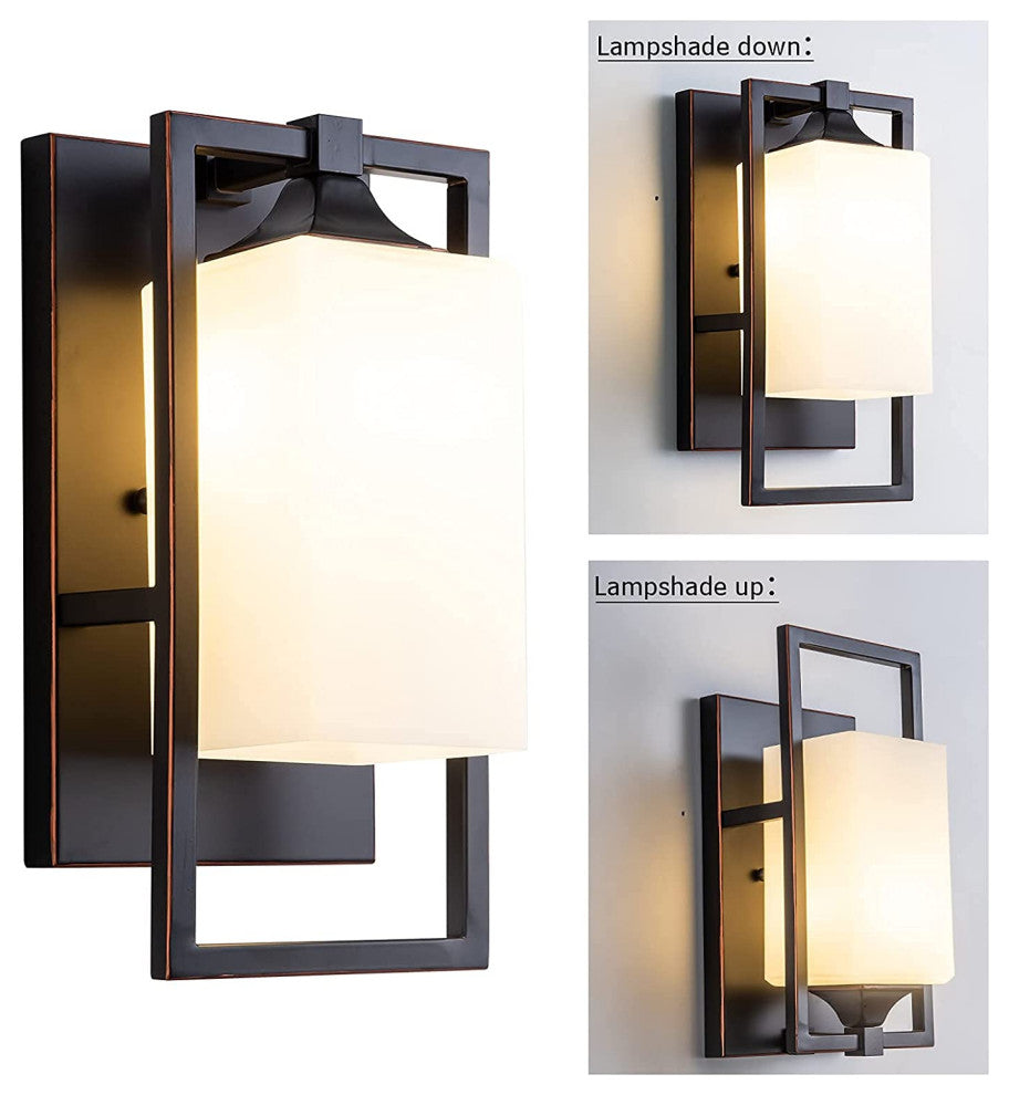 Vintage Wall Sconce With Bronze Finish Glass Vanity Wall Light Fixture