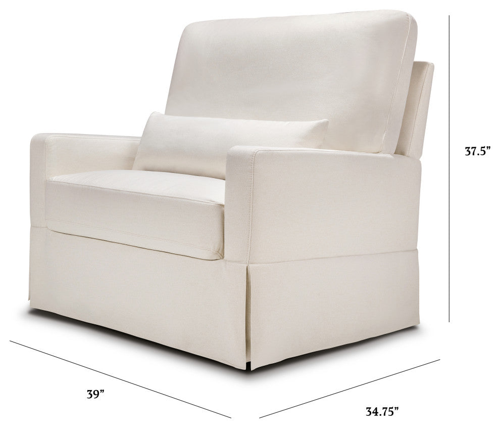 Crawford Pillowback Chair and a Half Comfort Swivel Glider, Performance Cream Eco-Weave