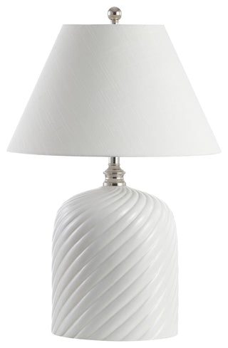 Serge Swirl 28.5" Ceramic Bohemian Glam LED Table Lamp, White