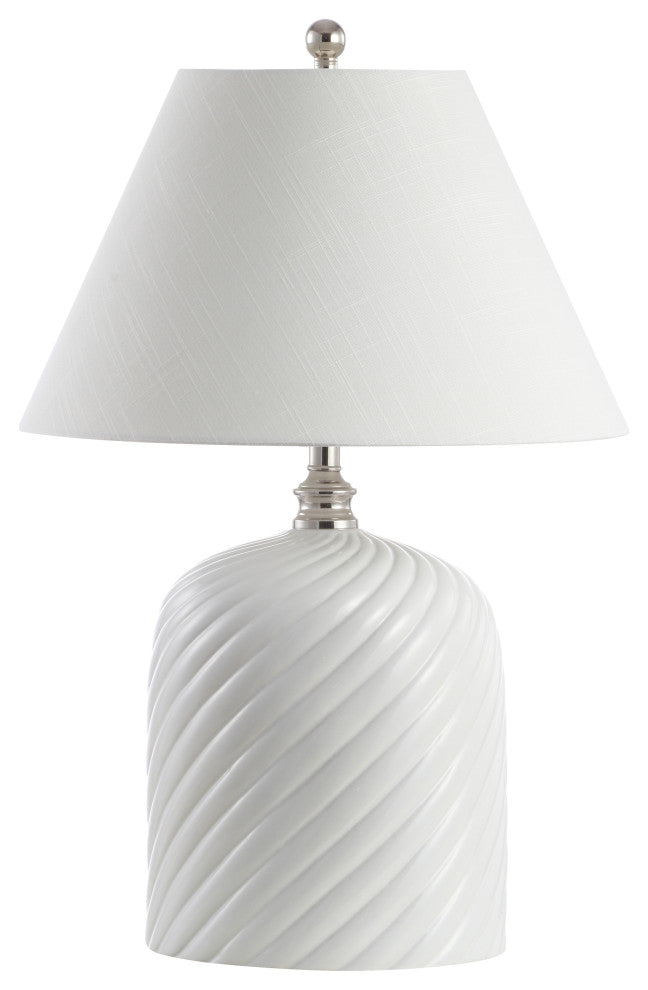 Serge Swirl 28.5" Ceramic Bohemian Glam LED Table Lamp, White
