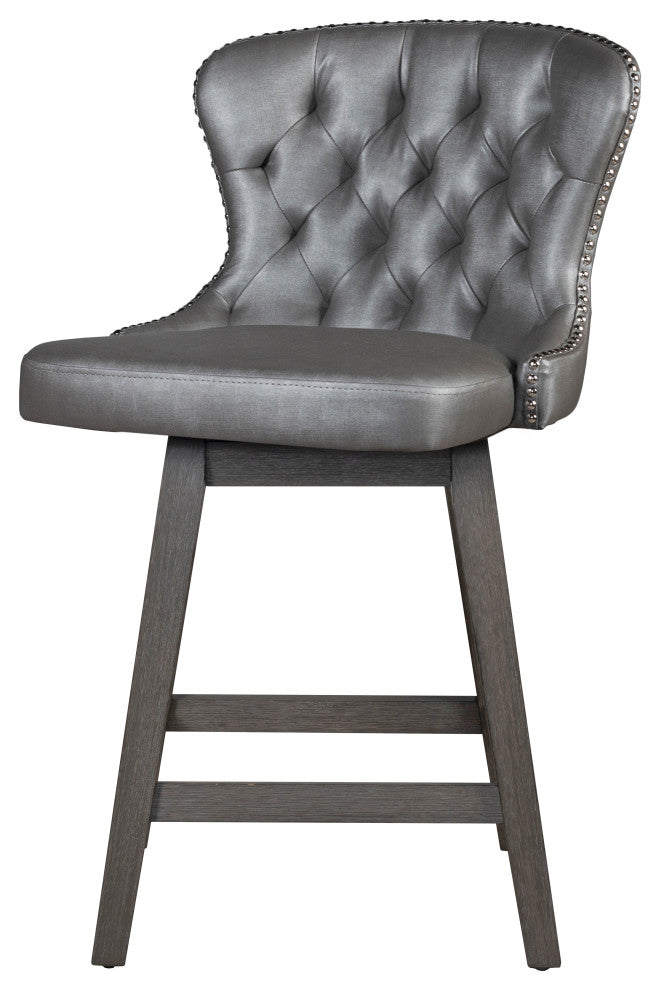 Hillsdale Rosabella Wood Swivel Stool, Wire Brush Gray, Counter Height