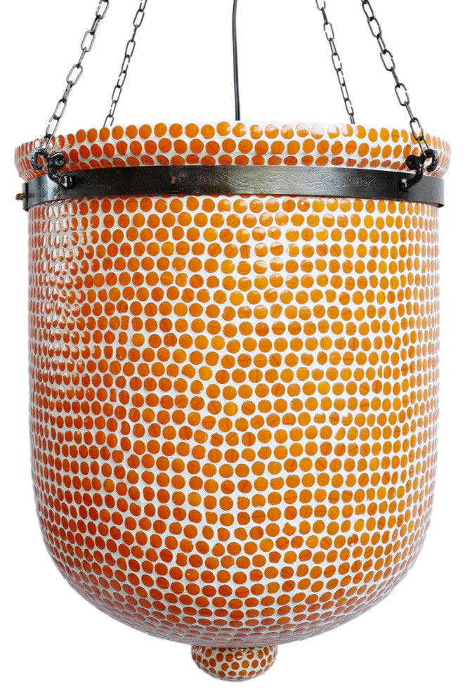 Orange Mosaic Bucket Pendant, Large