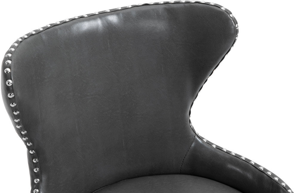 Hendrix Swivel and Adjustable Vegan Leather Office Chair, Gray, Rich Chrome Base