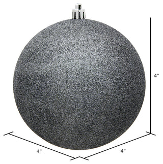 Vickerman N591087Dg 4" Pewter Glitter Ball Ornament, 6 Per Bag