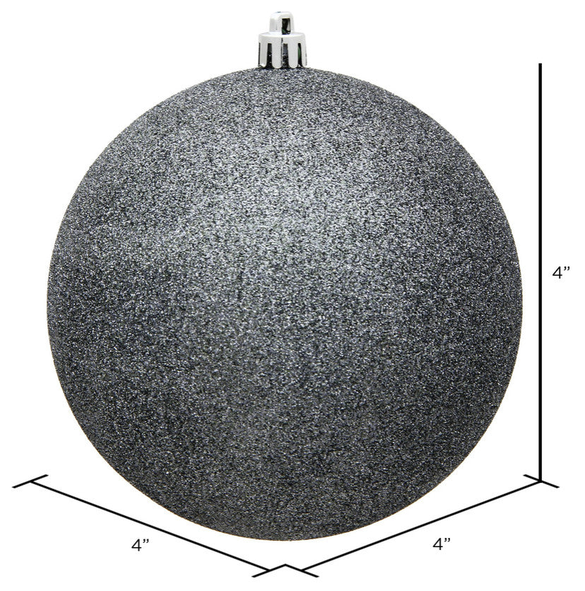Vickerman N591087Dg 4" Pewter Glitter Ball Ornament, 6 Per Bag