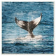Whale Tail Ocean Splash Planked Look Wall Plaque Art, 12"x12"