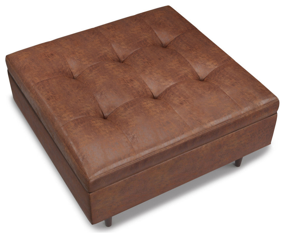 Shay Mid Century Large Square Coffee Table Storage Ottoman