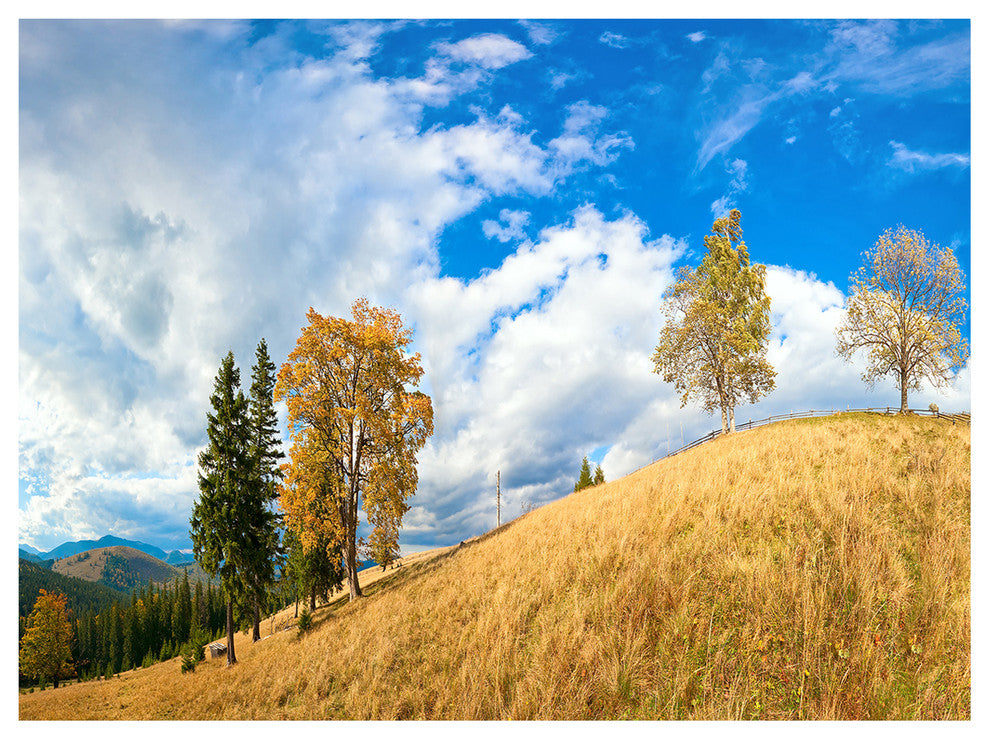 Mountain Autumn Panorama, Landscape Canvas Art Print, 40"x30"