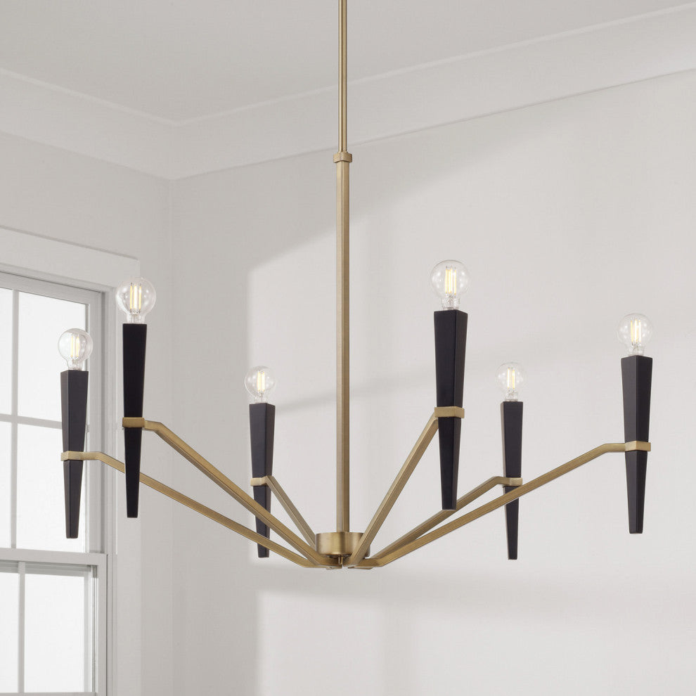 Capital Lighting 453861 Enzo 6 Light 33"W Candle Style Chandelier - Aged Brass