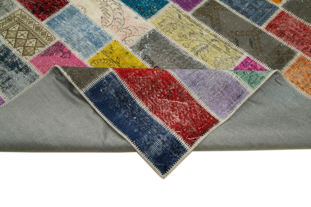 Rug N Carpet - Hand-Knotted Turkish 6' 7" x 9' 11" Contemporary Patchwork Rug