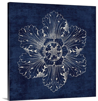 "Rosette V Indigo" Wrapped Canvas Art Print, 30"x30"x1.5"