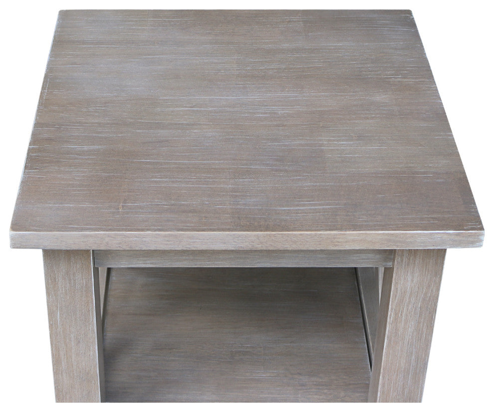 Hampton Accent Table With Shelves, Washed Gray Taupe