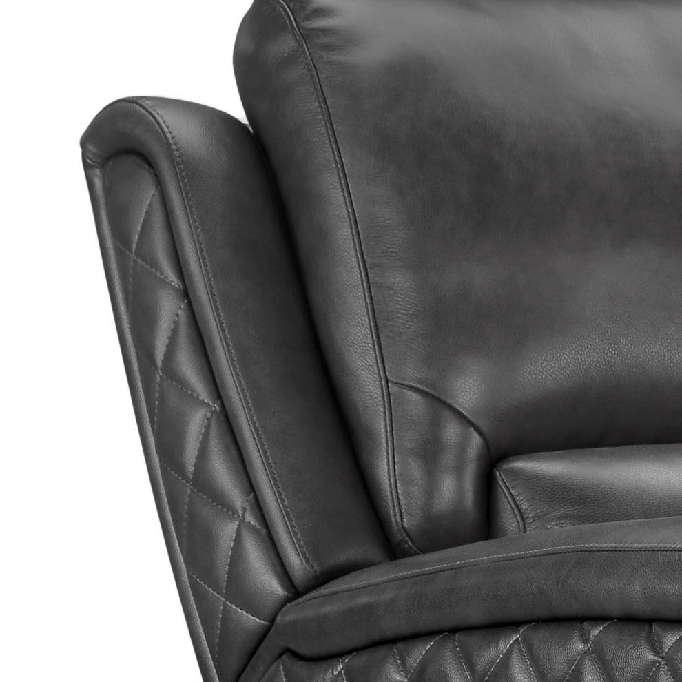 Dean Leather Power Reclining Console loveseat, Power Headrest, Gray