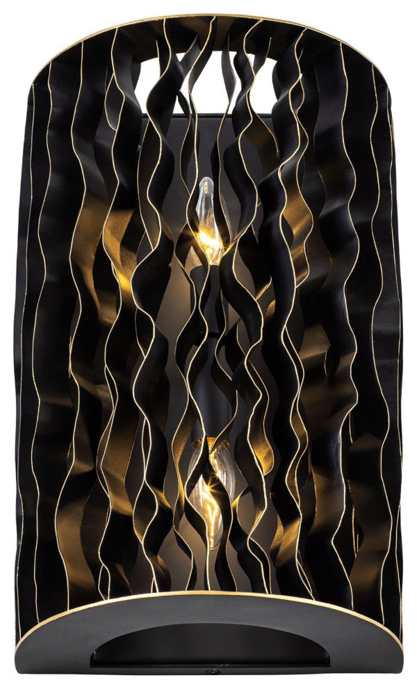 Estela 2-Lt Sconce - Matte Black/French Gold