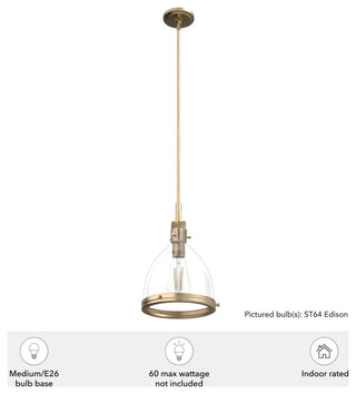 Hunter 10" Van Nuys Alturas Gold 1-Light Pendant Ceiling Light Fixture