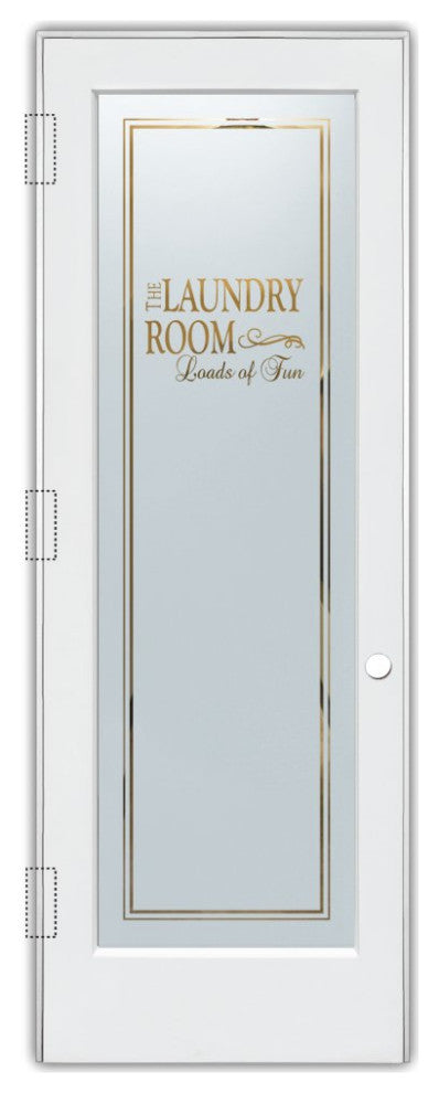 Laundry Door - Loads of Fun - Primed - 32" x 96" - Knob on Right - Push Open