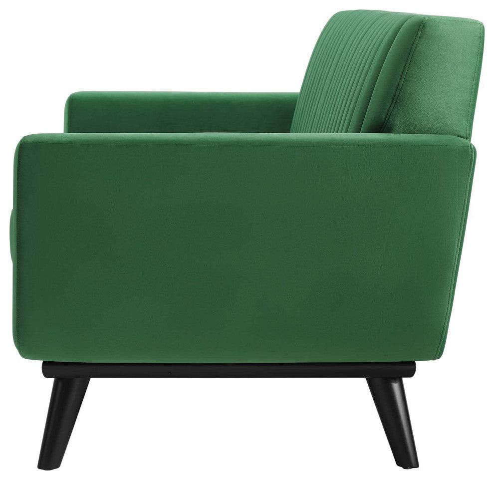 Tufted Loveseat Sofa, Velvet, Green, Modern, Living Lounge Hotel Hospitality
