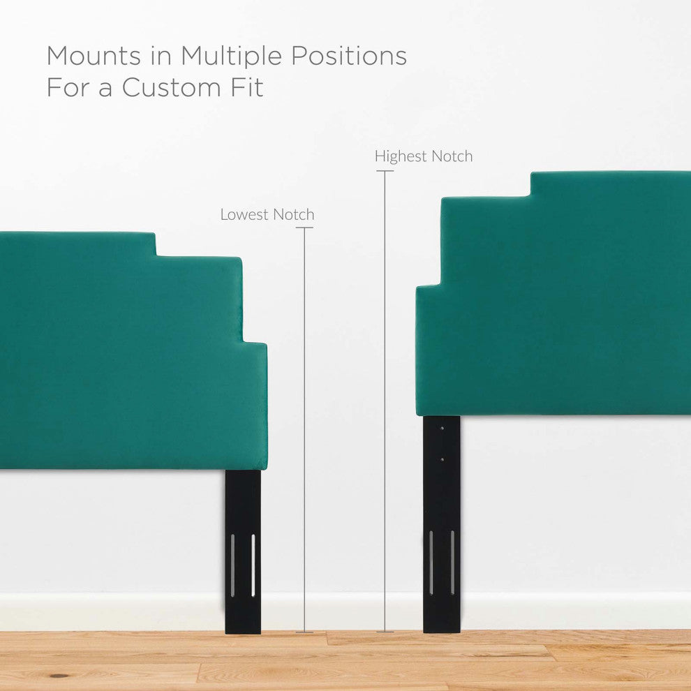 Headboard, Twin Size, Velvet, Teal Blue, Modern Contemporary, Bedroom Master
