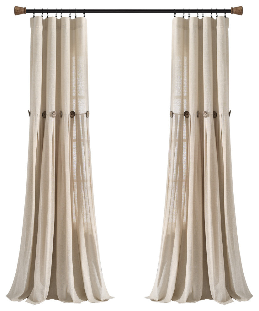 Linen Button Single Window Panel, Dark Linen, 95"x40"