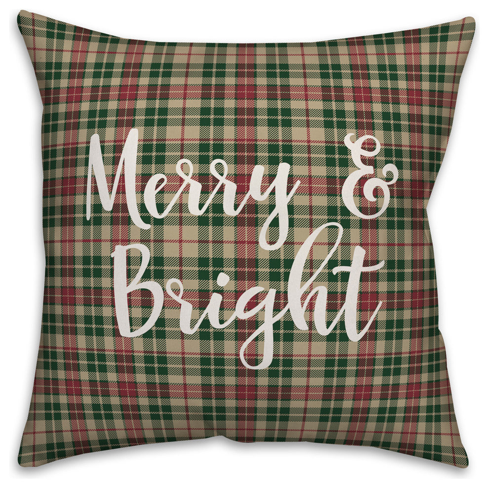 Merry & Bright, Tartan Plaid 18x18 Throw Pillow