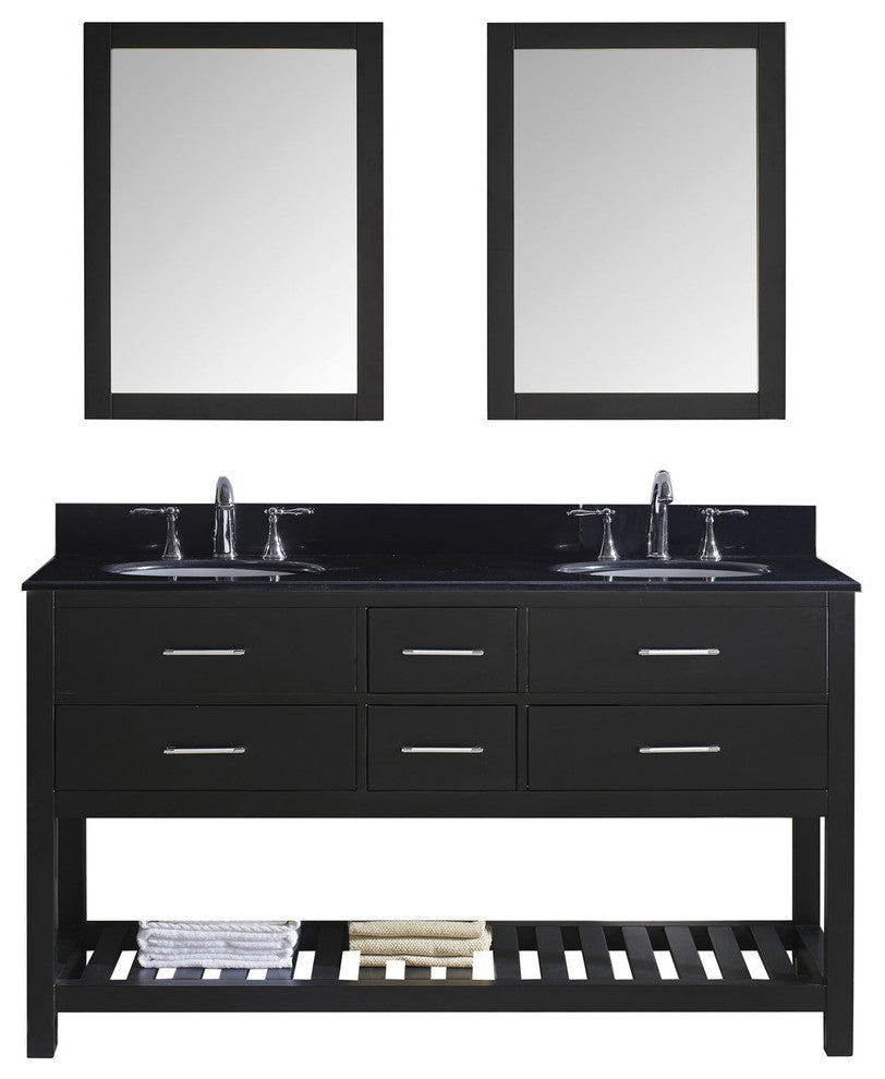 Virtu Caroline Estate 60" Double Bathroom Vanity, Espresso, Mirrors
