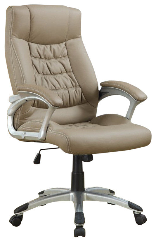 Leather Faced Executive High-Back Chair, Beige
