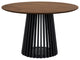 Pasadena 47" Wood Round Dining Table, Walnut Finish and Black Base