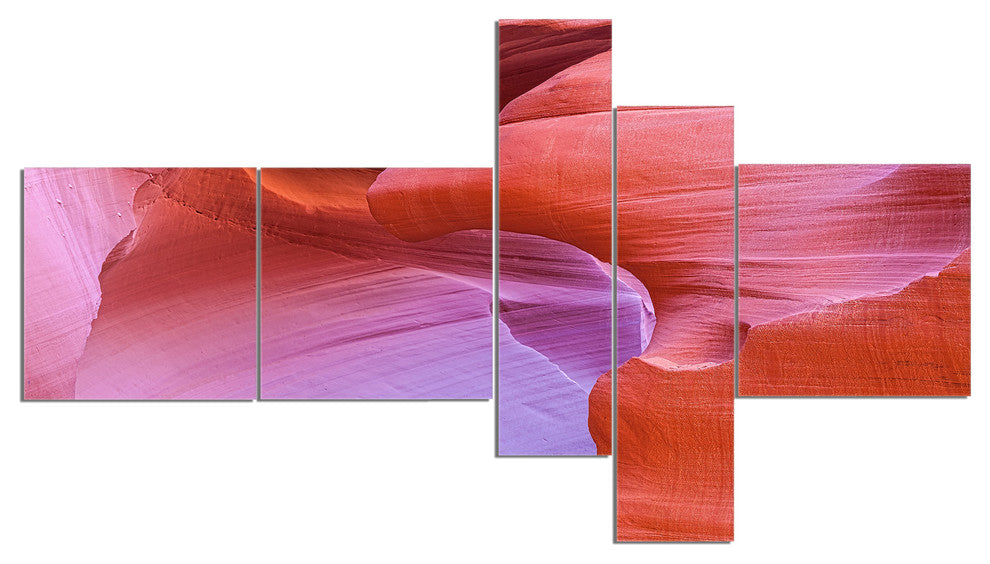 Antelope Canyon Landscape, Photography Canvas Art Print, 60"x32", 5 panels