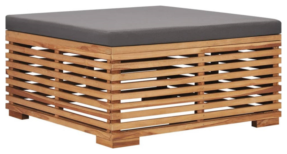 Vidaxl Garden Table And Footrest Set&Dark Gray Cushion Solid Teak Wood