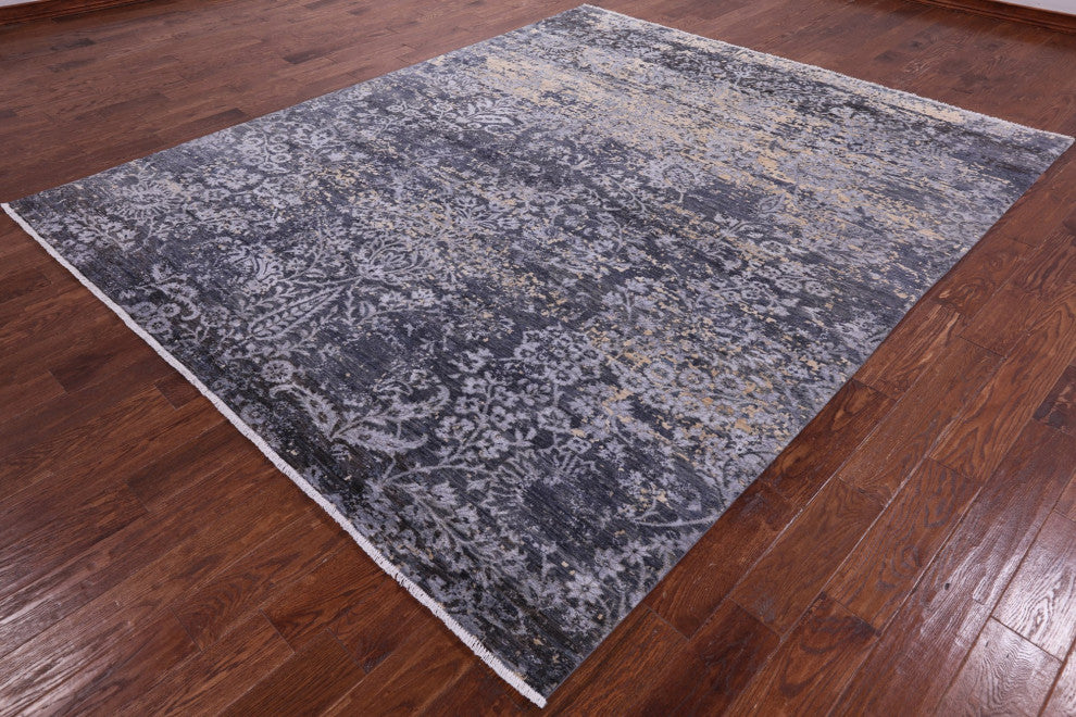 8' 2" X 10' 0" Wool and Silk Modern Handmade Rug Q10324