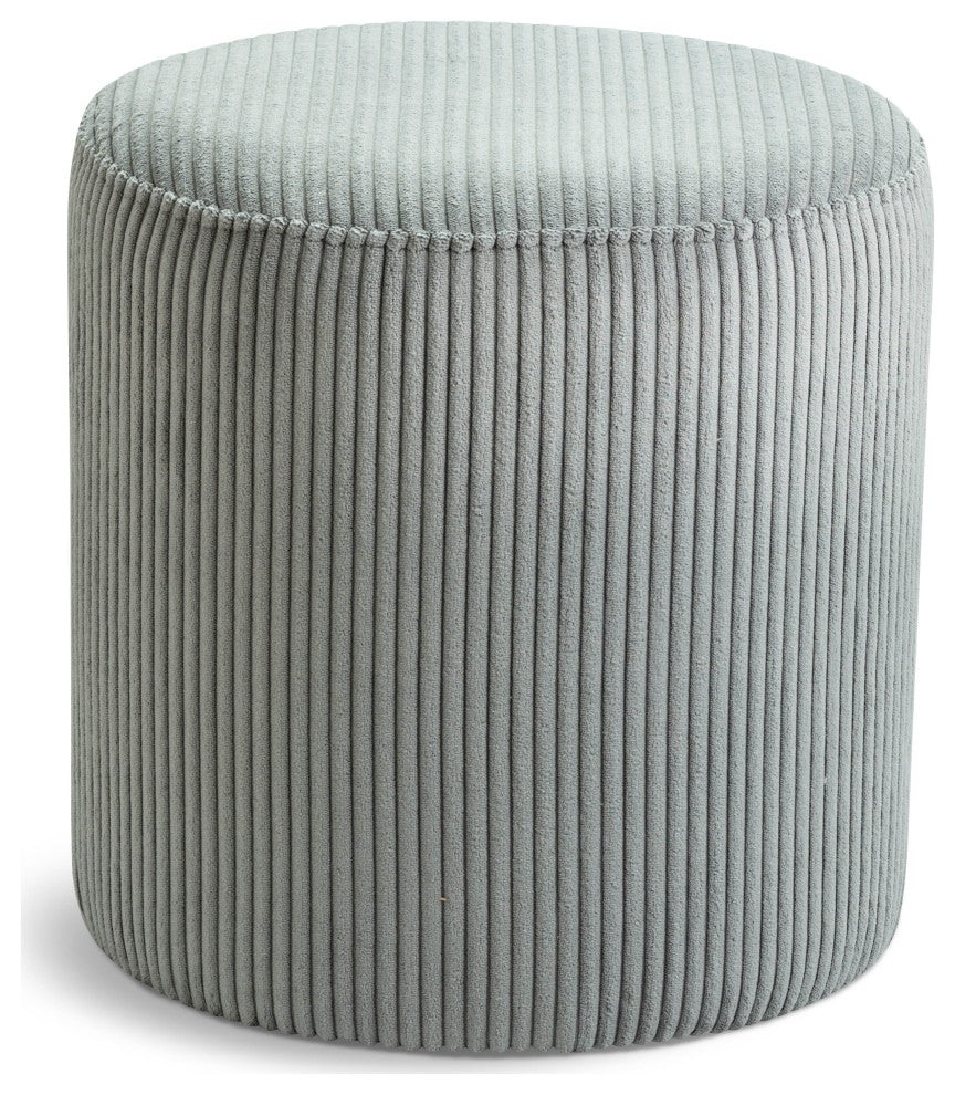 Roy Microsuede Fabric Upholsetered Ottoman/Stool, Grey, Round