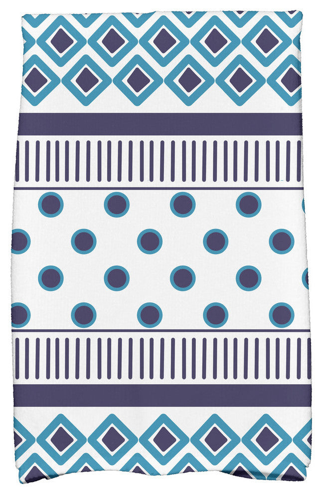 18x30" Scrambled Prints Geometric Print Hand Towels, Navy Blue