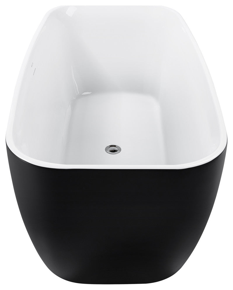 59" Acrylic Roll-Top Flatbottom Non-Whirlpool Bathtub, Black