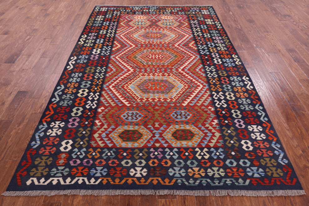 Kilim Flat Weave Reversible Wool On Wool Rug 6' 9 X 9' 9" Q9464