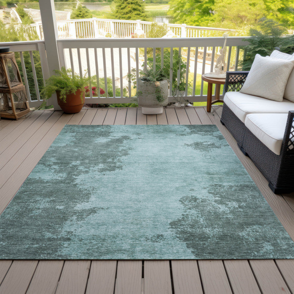 Machine Washable Indoor/Outdoor Chantille ACN1902 Teal 10' x 14' Rug