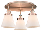 Cone-3 Light 18" Flush Mount-Antique Copper, Matte White Glass Shade