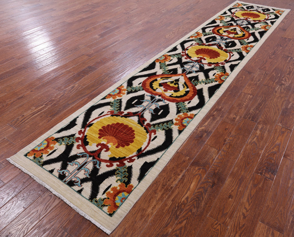 3' 0" X 14' 9" Runner William Morris Hand Knotted Rug Q9446