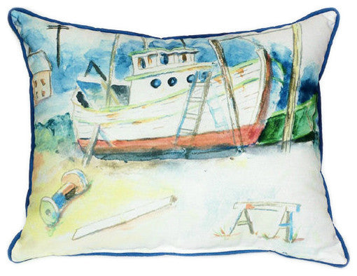 Pair of Betsy Drake Old Boat Large Indoor/Outdoor Pillows 16x20