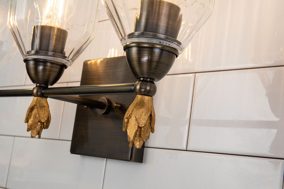Felice 3 Light Vanity Light, Dark Bronze Finial 1 Gold