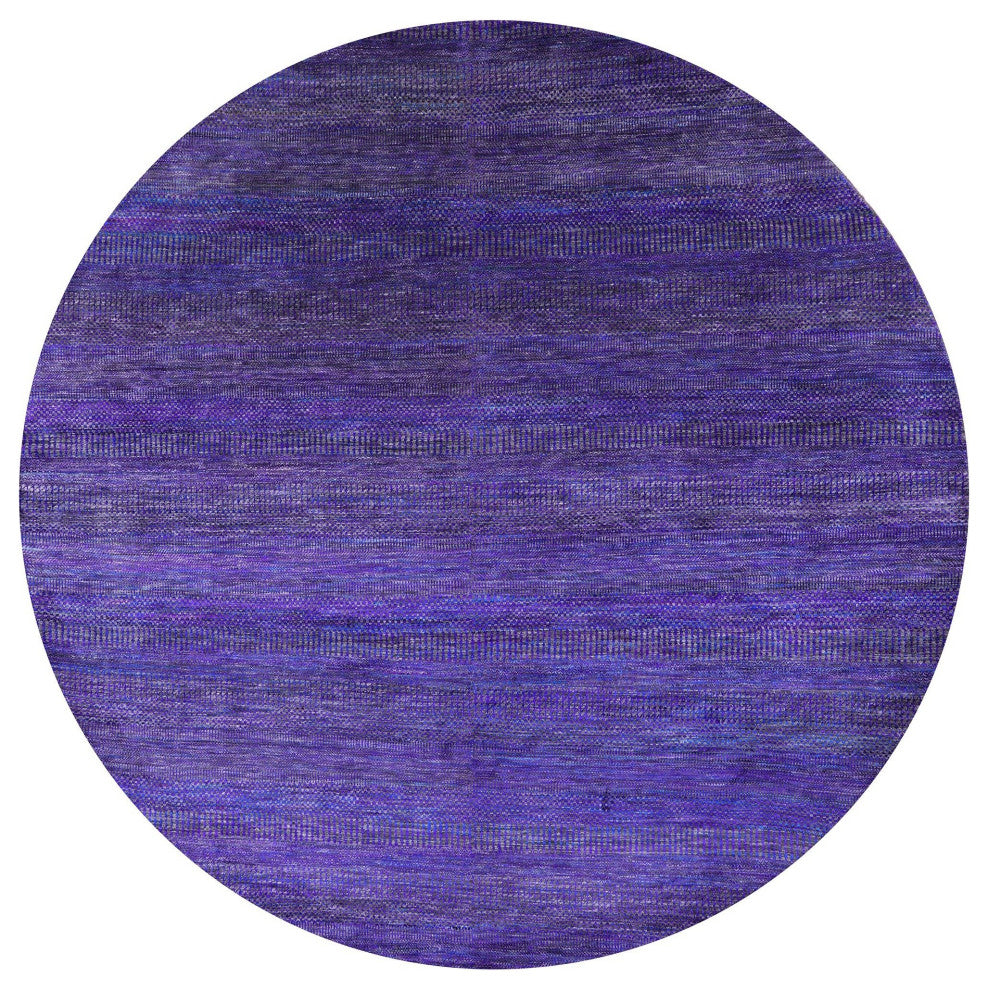 9' Round Wool and Silk Super Savannah Gabbeh Handmade Rug Q8636